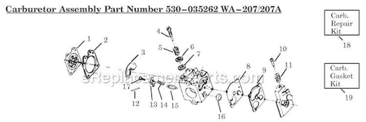 Page B Diagram and Parts List for HP28  Weed Eater Trimmer
